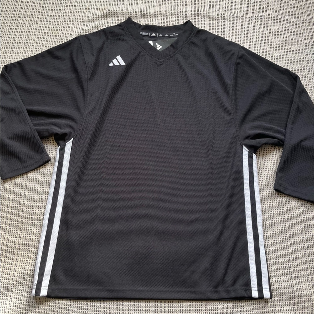Adidas Men's Black and White Jersey with Long Sleeves